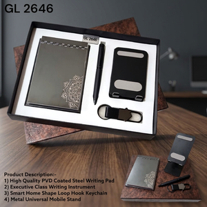 4 In 1 Corporate Office Gift Set With PVC <b>Writing</b> <b>Pad</b> Executive Pen Mobile Stand And Loop Hook Keychain For Business Use - Product Image 3