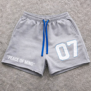 Custom <b>Men</b> <b>Patch</b> Embroidery Acid Wash <b>Shorts</b> Vintage Sun Dye Fade Sweat Cotton Distressed Cut Edge Streetwear Vintage - Product Image 3