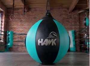 Hawk Heavy Double End Speed Ball en cuir PU noir et turquoise, sac de frappe réflexe élastique suspendu, facile à installer pour la salle de sport à domicile - Product Image 3