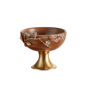 ชามใส่ผลไม้ทำจากโลหะสำหรับตกแต่งงานหัตถกรรมสีทองพร้อมชามไม้โลหะลายใบแฟนซี - Product Image 1