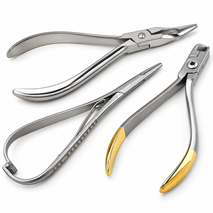 Ensemble de 3 pinces coupantes pour fils orthodontiques TC, pinces Weingart fines et porte-aiguilles Mathieu - Product Image 1