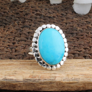 Bague de mariage en argent sterling avec turquoise naturelle, pierre bleue, vente en gros, bijoux authentiques, bague classique bohème pour femme - Product Image 3