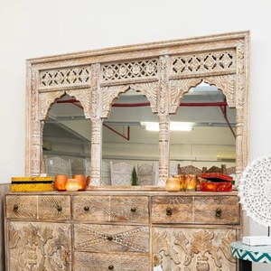 Handmade Wooden Decorative Wall <b>Mirror</b> with Carved Frame Rectangular Shabby Chic Style 6mm Thickness Framed Design - Product Image 4