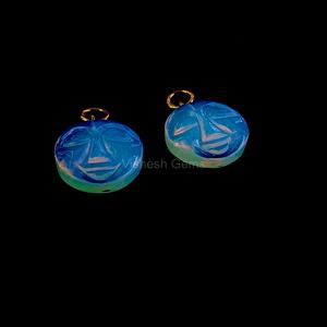 Natural Opalite Face Carved Gemstone Pendant With Gold Plated Sterling <b>Silver</b> 925 Loop Handmade Jewelry <b>Charms</b> Wholesale Pendant - Product Image 6