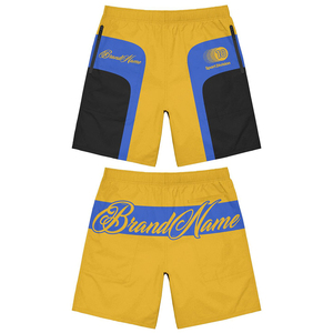 กางเกงขาสั้นวินด์เบรกเกอร์โพลีเอสเตอร์น้ำหนักเบา 115 GSM ตัดต่อสีดำส้ม ลายพิมพ์ซับลิเมชั่น ออกแบบโลโก้เองได้ เอวยางยืด สำหรับผู้ชาย - Product Image 3