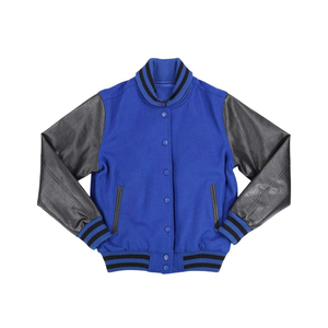Premium ZPB Sorority Wool Varsity Jacket Royal Blue Body Black Leather Sleeves Chenille Embroidery Greek Life Letterman Jacket - Product Image 1