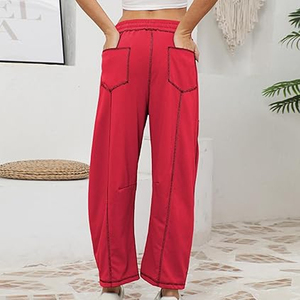 Pantalon cargo tendance TikTok pour femme, coupe large, taille haute, avec cordon de serrage, style décontracté streetwear, coupe ample - Product Image 2