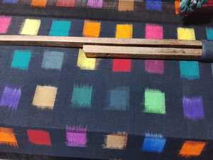 Handwoven Double Ikat <b>Fabric</b> Yardage White Base Multicolor Geometric Pattern Textile for Apparel and Home Decor - Product Image 6