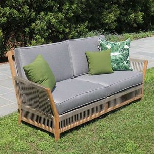 Conjunto de Sofás de Teca para Exteriores, Muebles de Jardín, Conjunto de Salón para Patio, Sofá de Jardín de Madera Maciza, Estilo Moderno del Reino Unido - Product Image 2