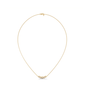 14K <b>Solid</b> <b>Gold</b> Diamond <b>Pendant</b> Necklace Five Stone Bezel Set Round Brilliant Jewelry for Women Gift Party - Product Image 3