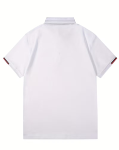 Men's <b>White</b> Short Sleeve for Shirt Regular Fit Button Design Casual Knitted Jersey Fabric Breathable Polyester/Cotton 180g - Product Image 2