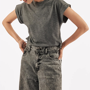 T-shirts courts personnalisés de haute qualité pour femmes, broderie sur toile respirante, 100 % coton, coupe classique, vente en gros - Product Image 6