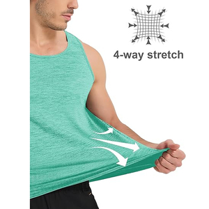 Débardeur pour homme, couleur unie, col rond, 100% polyester, séchage rapide, respirant, tricoté, décontracté, sans manches, veste de fitness - Product Image 6