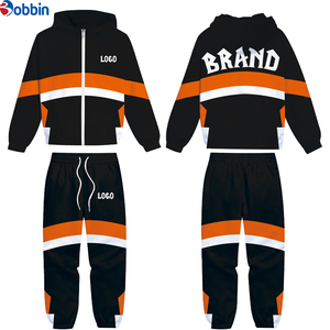 Ensemble de survêtement coupe-vent tendance pour homme : veste zippée et pantalon, patchwork color block personnalisé - Product Image 2