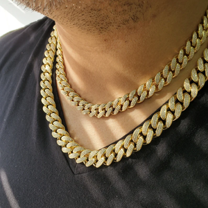 Solid 18K Gold Plated Zinc Alloy Link Chain <b>Necklace</b> With Cubic Zirconia Men's Hiphop <b>Statement</b> Jewelry - Product Image 3