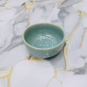 Minimalist Green Glazed Ceramic Small Bowl with Smooth Finish, Versatile <b>Handmade</b> Stoneware Dish for Kitchen Tabletop Home Décor - Product Image 1