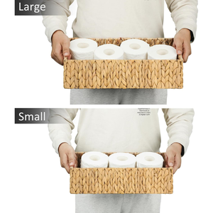 Panier de rangement en jacinthe d'eau de qualité supérieure pour l'organisation du garde-manger de la cuisine, paniers utilitaires rectangulaires en osier tressé faits à la main - Product Image 2