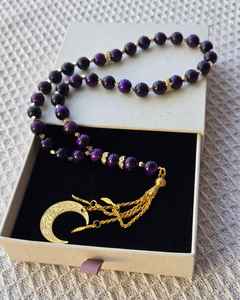 Nuevo Collar con Colgante de Estrella y Luna, 33 Cuentas de Resina para Oración Musulmana, Tasbeeh Islámico para Mujer, Joyería Espiritual Hecha a Mano y Regalo - Product Image 1