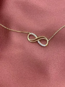 2 Ct Round Cut Simulated Diamond <b>Infinity</b> Shape Pendant 14k Yellow Gold Plated Sterling Silver Vintage - Product Image 4