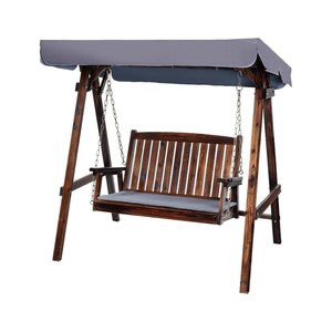 Fauteuil suspendu en bois pour patio extérieur avec auvent, banc de jardin pour la détente dans la cour, la villa ou le complexe hôtelier - Product Image 1