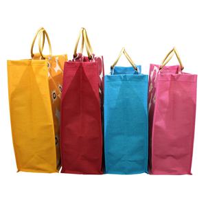 Sac fourre-tout en toile de jute et coton laminé PP, personnalisable, avec un grand motif floral attrayant, écologique, pour le shopping et les cadeaux - Product Image 3