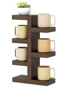 Portavasos de Metal Negro y Madera de un Solo Nivel, Multifuncional, Hecho a Mano, con Ganchos y Estante, Soporte para Tazas de Café para Cocina - Product Image 5