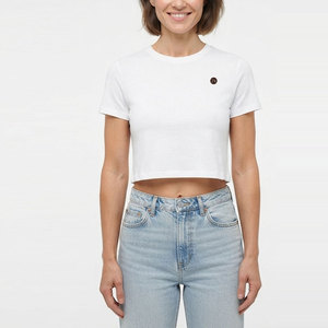 Nouveau T-shirt court pour femme à manches courtes et col rond, coupe décontractée et confortable, vêtement élégant pour le quotidien - Product Image 1