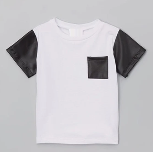 เสื้อยืดแขนยาวปะหนังแท้ สกรีนโลโก้ได้ ผ้าฝ้าย 100% ทรงฟิตเนสเข้ารูป ทรงบ็อกซี่ สำหรับผู้ชาย สีขาว เสื้อยืดออกกำลังกาย ระบายอากาศได้ดี - Product Image 3