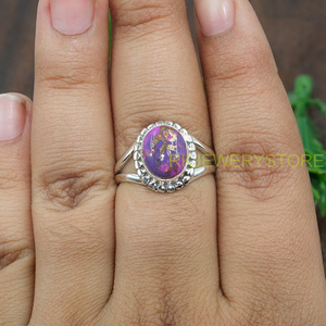 Top Quality Purple Copper Turquoise <b>Ring</b> 925 Sterling Silver <b>Ring</b> | Handmade <b>Statement</b> <b>Ring</b> | Unique Gemstone Jewelry for Women - Product Image 4