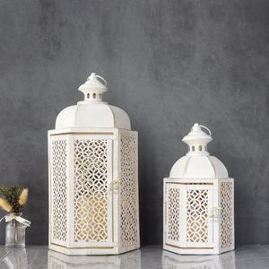 Hexagon Brass <b>Moroccan</b> <b>Lantern</b> Candle Holder With Blue Green Purple Glass Panels Durable Home Decoration - Product Image 5