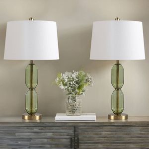 Lampada da Tavolo in Vetro Sfaccettato Verde - Product Image 3