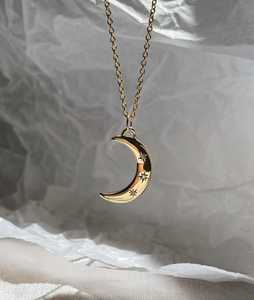Collares con Colgante de Luna Creciente para Mujer, Oro Sólido de 14K, Diamante Cultivado en Laboratorio, Diseño Minimalista y Delicado, para Uso Diario, Regalo - Product Image 1