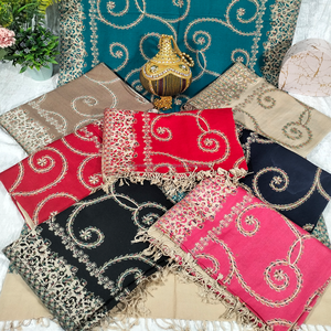 ผ้าคลุมไหล่ผ้าแคชเมียร์ที่มีดีไซน์สวยงามและงานชายแดนที่หรูหราโดยผู้ผลิตอินเดีย - Product Image 2