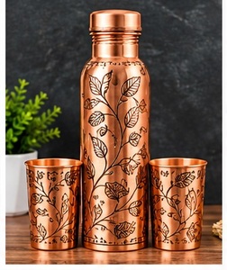 <b>Vintage</b> Hexagonal Hammered Copper Water <b>Bottle</b> With Lid And 2 Matching Cups - Product Image 6