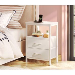 โต๊ะข้างเตียง BELLAA Collection พร้อมไฟ LED ปรับได้ด้วยแอปพลิเคชัน  สถานีชาร์จ  2 ลิ้นชัก  พร้อมช่องเสียบ USB 1 ช่อง - Product Image 3