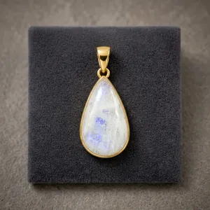 Handmade Classic Rainbow Moonstone Pendant Teardrop Cut Gold Plated Bezel <b>Charms</b> Jewelry Unique Gift for Her - Product Image 2