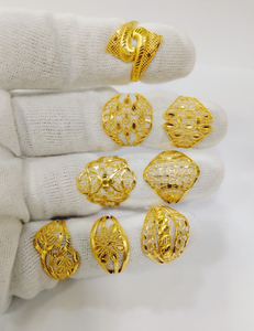 Turkish 22K <b>Gold</b> Filigree Classic <b>Ring</b> <b>Set</b> for Women Luxury Dubai Style Hollow Out Flower Wedding <b>Rings</b> 916 Hall Mark Certified - Product Image 1