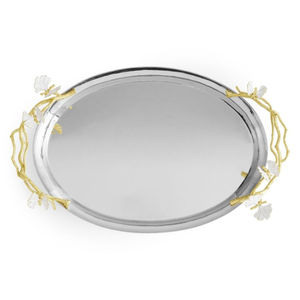 Ensemble de 2 plateaux en aluminium avec poignée dorée, taille personnalisée, pour service de table, utilisés dans les hôtels et les mariages. - Product Image 4
