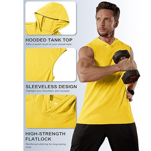 Service OEM, vente en gros, logo personnalisé, sweats à capuche sans manches pour hommes, hiver, légers, couleur unie, polaire respirant, design avec poche - Product Image 5