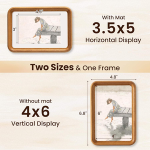 Creative Fashionable Wooden Photo Natural Teak Tempered Glass <b>Rounded</b> Corners Eco-Friendly for Desktop Wall-Mounted Display - Product Image 4