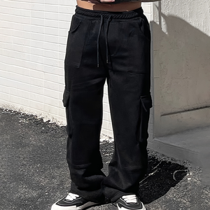 Pantalones de algodón de corte recto para hombre Nesta Sports, pantalones largos deportivos informales de cintura media con cordón y bolsillos - Product Image 3