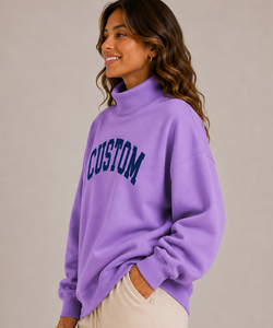 Sudadera Oversize de Cuello Alto para Mujer, Color Gris Sólido, 100% Algodón, Hombros Caídos, Manga Larga, Ropa Casual de Otoño - Product Image 4