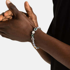 925 Sterling Silver Multi Color Gemstone Moissanite <b>Bracelet</b> VVS D Color Fancy Tennis <b>Bracelet</b> Luxury Jewelry for Women <b>Men</b> - Product Image 2