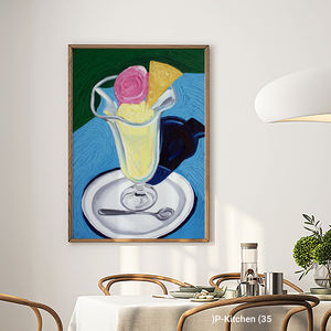 Décoration murale festive, illustration d'une tasse à café avec soucoupe, impression d'art mural moderne pour café - Product Image 2