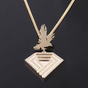 Pendentif Hip-hop personnalisé en or véritable avec diamant naturel FGH, style aigle, pour un usage quotidien - Product Image 1