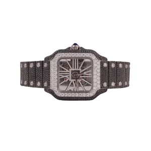 Fully Iced Out Mens Diamond Watch Quartz <b>Movement</b> Stainless Steel Strap Waterproof Calendar Luxury Business Hip Hop <b>Clock</b> - Product Image 5
