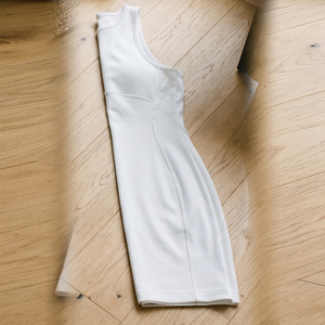 White Knitted Bodycon Dress Sleeveless O-Neck Solid Color Mini Casual Fitted Dress All Seasons Breathable Simple Style Bodycon - Product Image 4