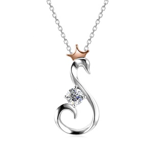 Nouveau collier pendentif <span class=keywords><strong>Le</strong></span> Swan en argent sterling 925 serti de diamants en moissanite éblouissants pour femmes, bijoux Destiny - Product Image 3