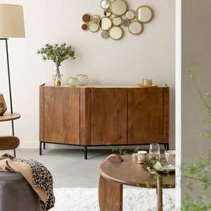 Aparador Vandana Prime Lunaris de Madera de Mango y Travertino - Product Image 1