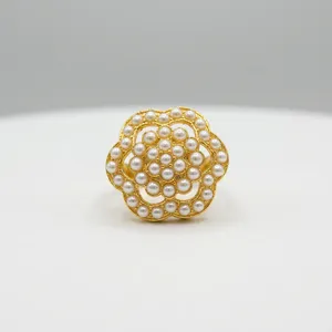 Bagues de cocktail traditionnelles indiennes en perles Jadau pour femmes, bijoux de luxe pour mariage et soirée, vente en gros - Product Image 5